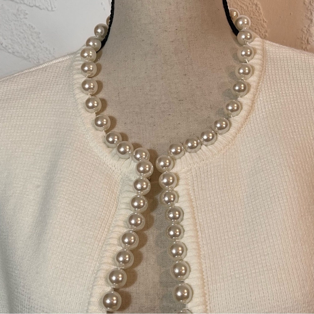 NWT Commense Faux Pearl Trim Cardigan Sz-M - Picture 5 of 12